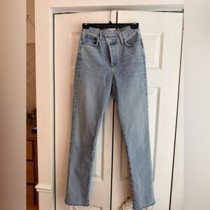 AGOLDE High-Rise Straight Jeans in Light Blue Wash